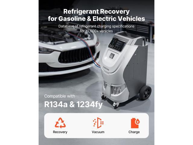 VEVOR Fully Automatic Refrigerant Recovery Machine for R134a & 1234fy, 98.5% Accuracy, 10-Inch Touch Screen, AC Recovery, Vacuum, and Recharging...
