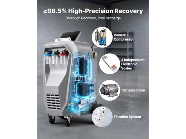 VEVOR Fully Automatic Refrigerant Recovery Machine for R134a, 98.5% Accuracy, 10.1-Inch Touch Screen, AC Recovery, Vacuum, Recharging and Flushing...