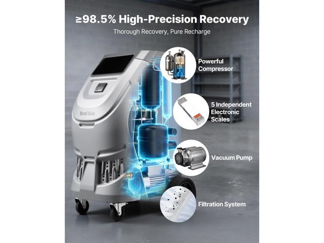 VEVOR Fully Automatic Refrigerant Recovery Machine for R134a & 1234fy, 98.5% Accuracy, 10-Inch Touch Screen, AC Recovery, Vacuum, and Recharging...