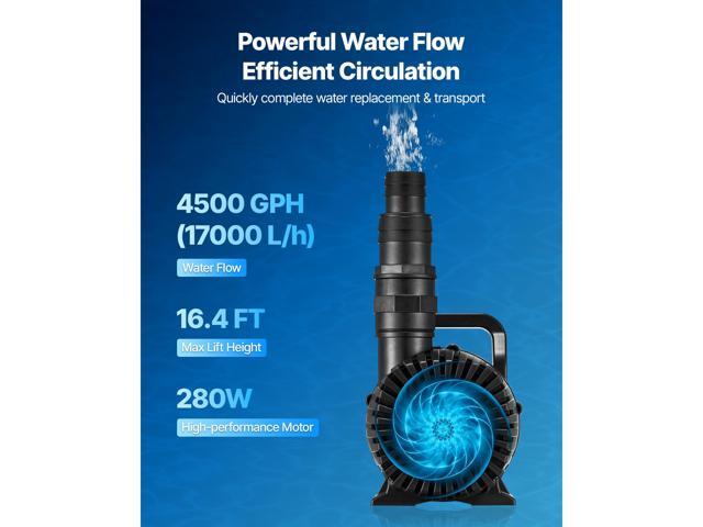 VEVOR Submersible Water Pump 280W 4500GPH Pond Pump Submersible Outdoor