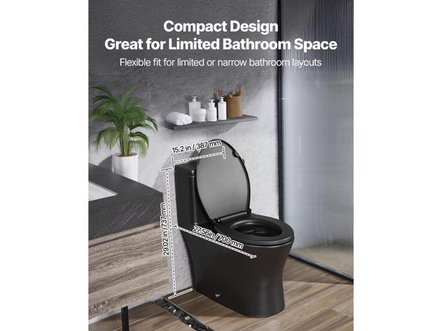 VEVOR One-Piece Toilet, Elongated Toilet Vortex Dual-Flush 1.0/1.28 GPF, Toilets for Bathroom with Comfortable Chair Seat, Standard Height,...
