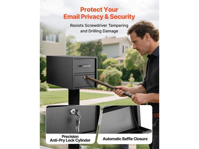 VEVOR Post Mount Mailbox, Anti-Pry & Anti-Theft Mailboxes for Outside, Heavy Duty Lockable Mail Box with Magnetic Door, Weather-Resistant Metal...