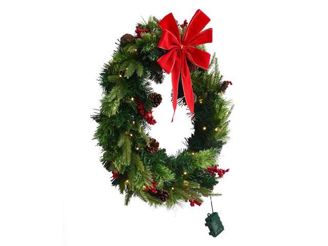Christmas Wreath 24 In Pre-Lit Artificial Christmas Wreath with 50 LED Lights