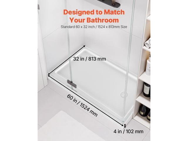 VEVOR Shower Pan 60 L x 32 W Single Threshold Shower Base Right Drain Location