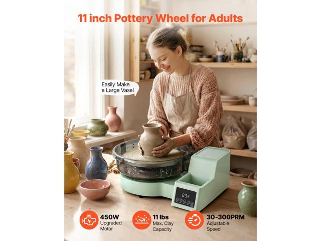VEVOR Pottery Wheel for Adults, 11' Aluminum Turntable, 450W Electric Table Top Pottery Wheel with Foot Pedal, 30-300 RPM Adjustable Speed,...