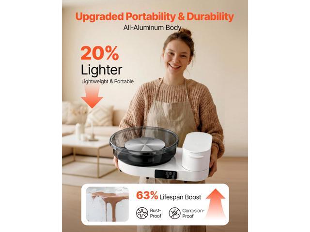 VEVOR Pottery Wheel for Adults, 14' and 11' Turntables, 450W Electric Table Top Pottery Wheel with Foot Pedal, 30-300 RPM Adjustable Speed,...