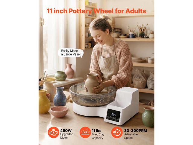 VEVOR Pottery Wheel for Adults, 11' Aluminum Turntable, 450W Electric Table Top Pottery Wheel with Foot Pedal, 30-300 RPM Adjustable Speed,...