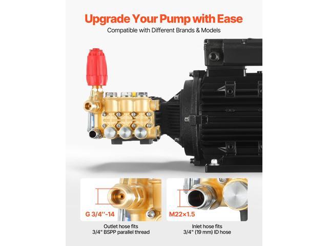 VEVOR Electric Pressure Washer Pump Kit, 1950 PSI, 3.2 GPM, Triplex Power Washer Pump with 5 HP Motor 240 V, Includes Wall Mount Bracket, Spray...