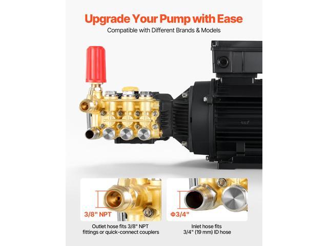 VEVOR Electric Pressure Washer Pump Kit, 1220 PSI, 2.2 GPM, Triplex Power Washer Pump with 2 HP Motor 120 V, Includes Wall Mount Bracket, Spray...