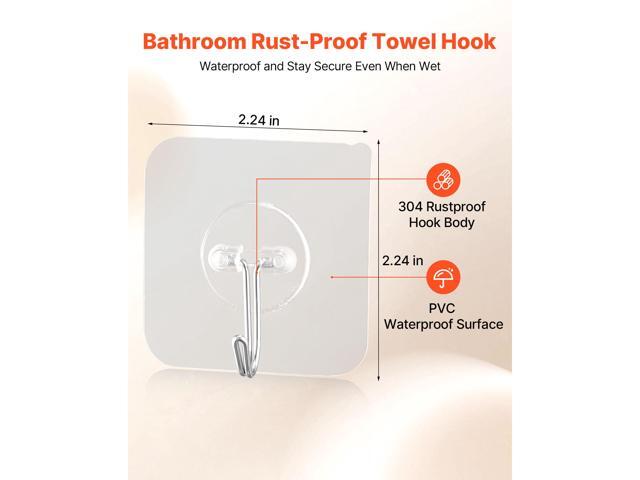 VEVOR Adhesive Hooks Self-Adhesive Towel Coat Hooks 12 Pack Sticky Wall Hanger