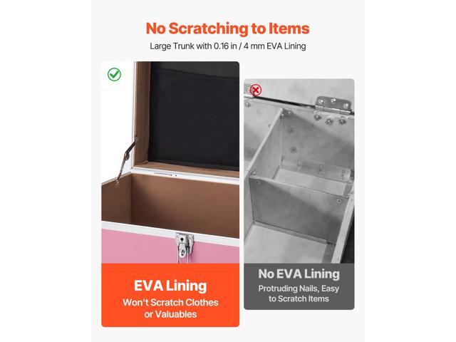 VEVOR Metal Storage Trunk, Set of 2, Wooden Suitcase Storage Boxes with Padlocks, Large Trunk Includes Casters & 3 Metal Handles, Decorative Store...