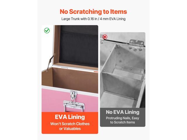 VEVOR Metal Storage Trunk, Set of 2, Wooden Suitcase Storage Boxes with Padlocks, Large Trunk Includes Casters and 3 Metal Handles, Decorative...