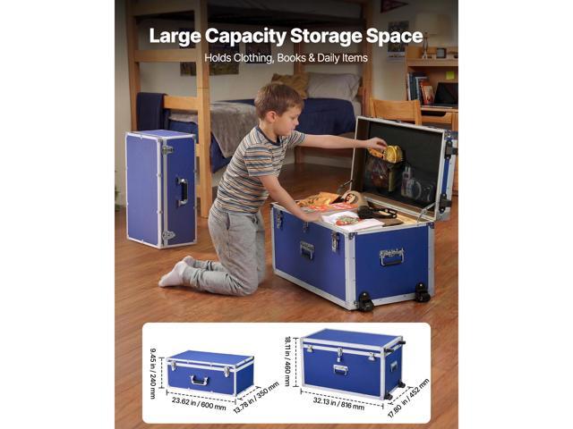 VEVOR Metal Storage Trunk, Set of 2, Wooden Suitcase Storage Boxes with Padlocks, Large Trunk Includes Casters & 3 Metal Handles, Decorative Store...