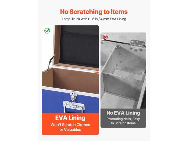 VEVOR Metal Storage Trunk, Set of 2, Wooden Suitcase Storage Boxes with Padlocks, Large Trunk Includes Casters & 3 Metal Handles, Decorative Store...