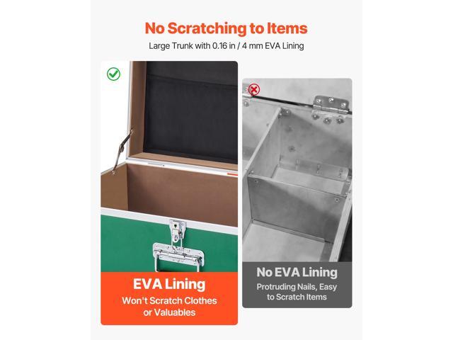 VEVOR Metal Storage Trunk, Set of 2, Wooden Suitcase Storage Boxes with Padlocks, Large Trunk Includes Casters and 3 Metal Handles, Decorative...