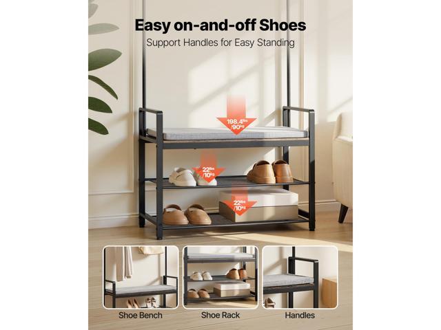 VEVOR Hall Tree, 72 in Coat Rack with Shoe Bench, Freestanding 2-Tier Shoe Rack Storage Organizer with Hooks, Hanging Rod and Wire Shelf, Steel...