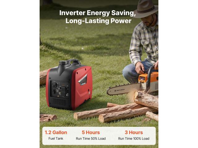 VEVOR Inverter Generator, 3000W Peak Watt Quiet Inverter Generator, Portable Inverters Generators for Home Use, Gas Powered, Compact and...