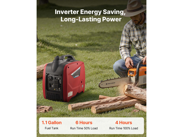 VEVOR Inverter Generator, 2900W Peak Watt Quiet Inverter Generator, Portable Inverters Generators for Home Use, Gas Powered, Compact and...