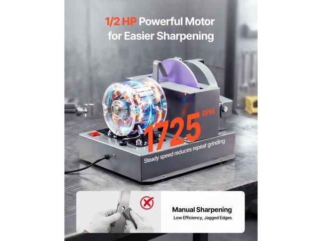 VEVOR Lawn Mower Blade Sharpener, 1/2HP Lawnmower Blades Grinder with 7' Flap Wheel & 9' Ceramic Grinding Wheel, 30° or 40° Blade Sharpening...