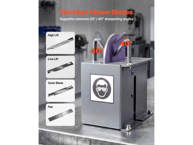 VEVOR Lawn Mower Blade Sharpener, 1/2HP Lawnmower Blades Grinder with 7' Flap Wheel & 9' Ceramic Grinding Wheel, 30° or 40° Blade Sharpening...