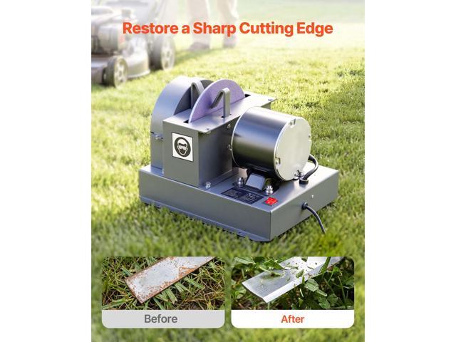 VEVOR Lawn Mower Blade Sharpener, 1/2HP Lawnmower Blades Grinder with 7' Flap Wheel & 9' Ceramic Grinding Wheel, 30° or 40° Blade Sharpening...