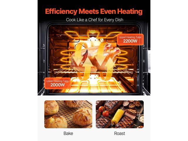 VEVOR 24 in Electric Range Oven, 2.7 Cu. Ft. Capacity Compact Freestanding Oven, Stainless Steel Kitchen Stove with 4 Burners, Easy Reach Rack,...