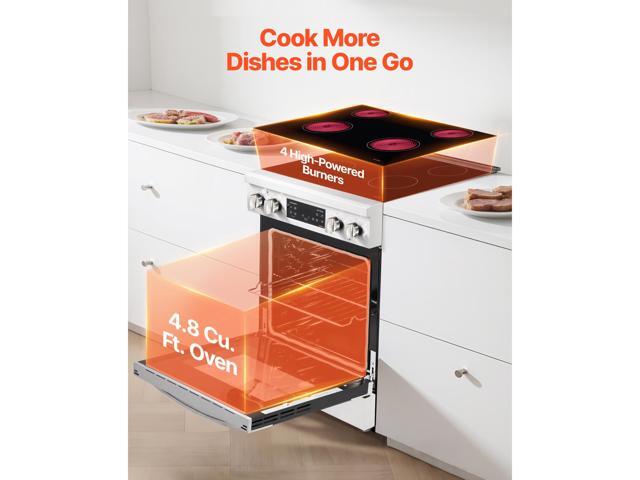 VEVOR 30 in Electric Range Oven, 4.8 Cu. Ft. Capacity Compact Freestanding Oven, Stainless Steel Kitchen Stove, with 4 Cooktop Burners, Timer, Easy...