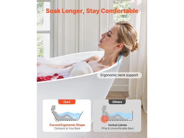 VEVOR Acrylic Freestanding Bathtub, 67 Inch Contemporary Soaking White Tub with Brushed Nickel Overflow and Drain, Elegant Oval Shape Stand Alone...