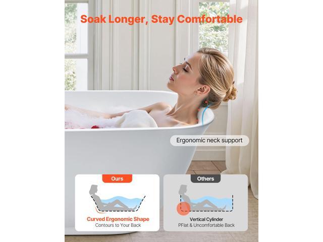 VEVOR Acrylic Freestanding Bathtub, 67 Inch Contemporary Soaking White Tub with Polished Chrome Overflow and Drain, Elegant Oval Shape Stand Alone...
