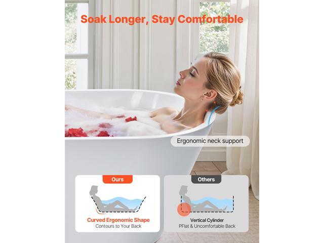 VEVOR Acrylic Freestanding Bathtub, 59 Inch Contemporary Soaking White Tub with Brushed Nickel Overflow and Drain, Elegant Oval Shape Stand Alone...