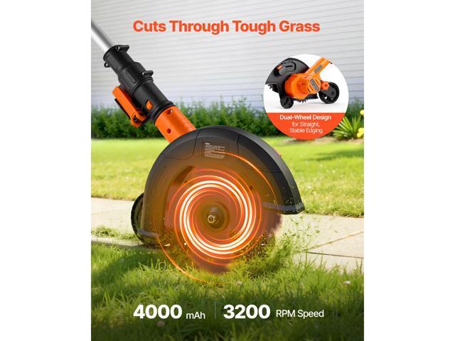 VEVOR Lawn Edger, 8.8-inch Blade Length, Battery Powered Cordless Edger Lawn Tool, with 3-Position Blade Depth, 4000 mAh Battery and Charger...