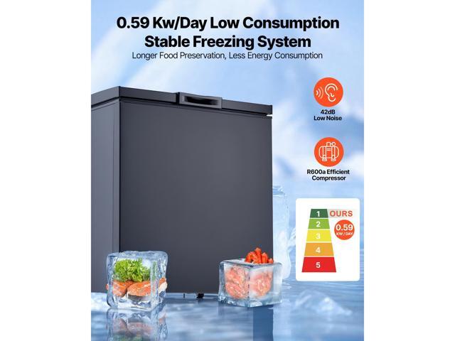 VEVOR Chest Freezer, 5 Cu. ft Compact Deep Freezer, Free Standing Top Open Door Chest Freezers with 2 Removable Baskets & Adjustable Thermostat -...