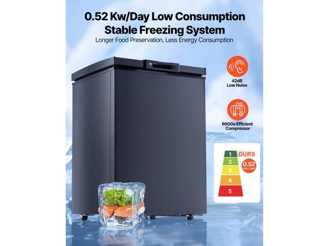 VEVOR Chest Freezer, 3.3 Cu. ft Compact Deep Freezer, Free Standing Top Open Door Chest Freezers with 2 Removable Baskets & Adjustable Thermostat -...