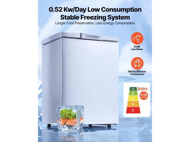 VEVOR Chest Freezer, 3.3 Cu. ft Compact Deep Freezer, Free Standing Top Open Door Chest Freezers with 2 Removable Baskets & Adjustable Thermostat -...