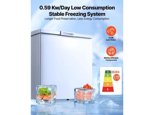 VEVOR Chest Freezer, 5 Cu. ft Compact Deep Freezer, Free Standing Top Open Door Chest Freezers with 2 Removable Baskets & Adjustable Thermostat -...