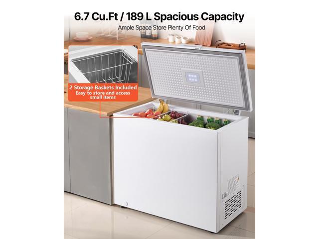VEVOR Chest Freezer, 6.7 Cu. ft Compact Deep Freezer, Free Standing Top Open Door Chest Freezers with 2 Removable Baskets & Adjustable Thermostat -...