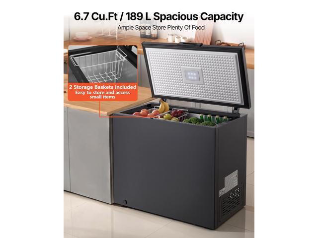 VEVOR Chest Freezer, 6.7 Cu. ft Compact Deep Freezer, Free Standing Top Open Door Chest Freezers with 2 Removable Baskets & Adjustable Thermostat -...