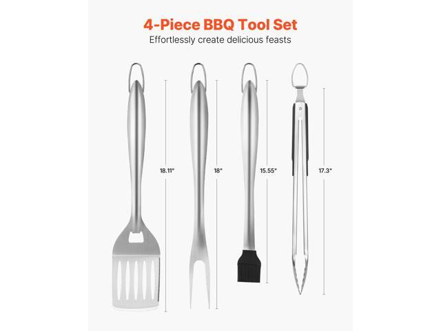 VEVOR 4PCS Grilling Tool Set BBQ Grill Accessories Stainless Steel Barbecue Utensil