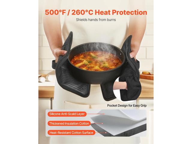 VEVOR Pot Holders Heat Resistant 500°F with Anti-Slip Silicone Strips 2 Pack