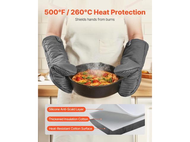 VEVOR Oven Mitts with Silicone Grip 500 Heat-Resistant Kitchen Oven Mitts 2 Pcs