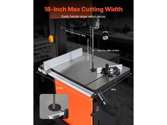VEVOR Woodworking Bandsaw, 18-Inch, Band Saw with 2240W 3HP Motor, 16-Inch Maximum Cutting Height, 27.2 x 20 in Cast Iron Table, with 360° Work...