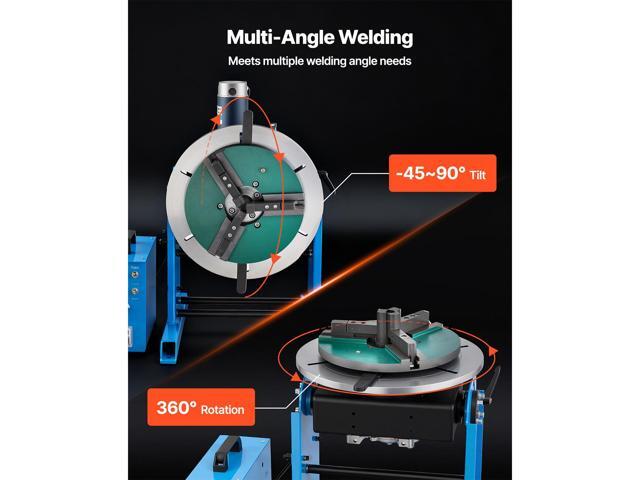 VEVOR Rotary Welding Positioner, 441 lbs Load Capacity, -45° to 90° Tilt Angle Welding Positioner Turntable Table, 0.5-5 RPM Speed Control,...
