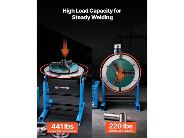 VEVOR Rotary Welding Positioner, 441 lbs Load Capacity, -45° to 90° Tilt Angle Welding Positioner Turntable Table, 0.5-5 RPM Speed Control,...
