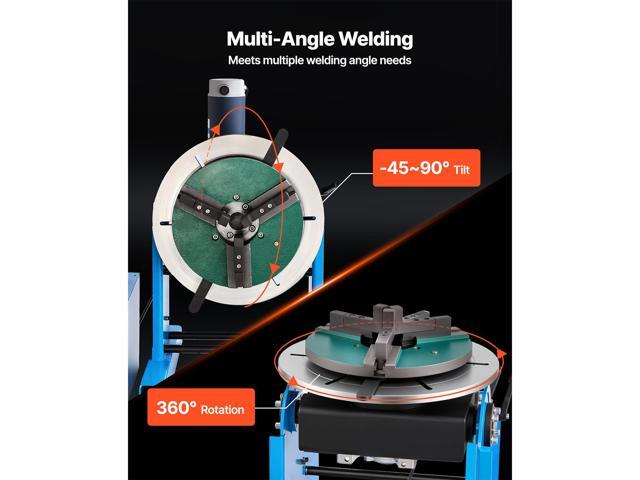 VEVOR Rotary Welding Positioner, 661 lbs Load Capacity, -45° to 90° Tilt Angle Welding Positioner Turntable Table, 0.2-2.5 RPM Speed Control,...