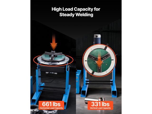 VEVOR Rotary Welding Positioner, 661 lbs Load Capacity, -45° to 90° Tilt Angle Welding Positioner Turntable Table, 0.2-2.5 RPM Speed Control,...