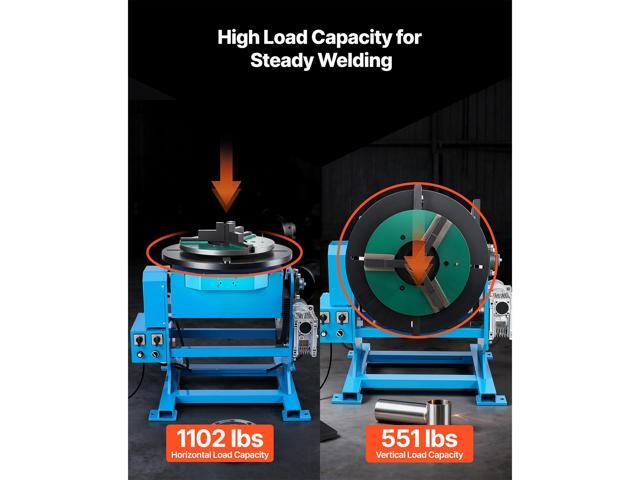 VEVOR Rotary Welding Positioner, 1102 lbs Load Capacity, -45° to 90° Tilt Angle Welding Positioner Turntable Table, 0.2-2 RPM Speed Control,...