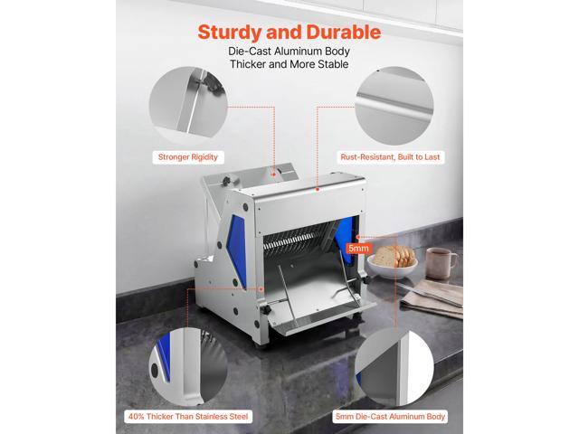 VEVOR Electric Bread Slicer, 370W Bread Slicing Machine, Die-Cast Aluminum Countertop Bread Cutter Machine for 12mm Slice Thickness, Commercial &...