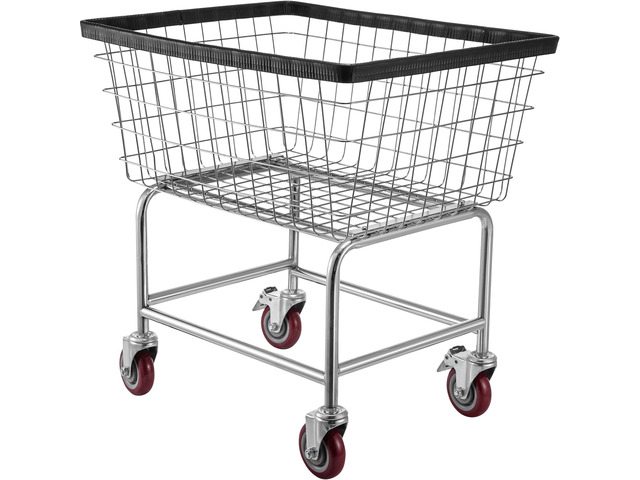 Wire Laundry Cart, 2.8Bushel Wire Laundry Basket with Wheels, 26.7''x21.7''x26.4'' Commercial Wire Laundry Basket Cart, Steel Frame with Chrome...