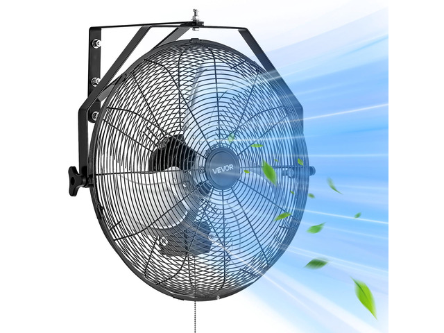 VEVOR 18 Inch Industrial Wall Mount Fan, High Velocity 4000 CFM Indoor Fan with 3 Speeds, Powerful Motor Garage Wall Fan with Aluminum Blades for...
