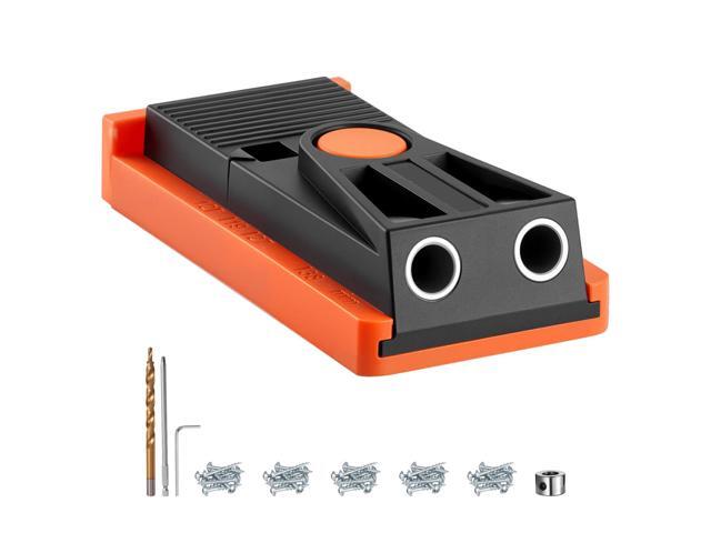 Pocket Hole Jig Kit, 1/2 to 1-1/2 in Adjustable, Mini Jig Pocket Hole System with Step Drill, Hex Wrench, Drill Stop Ring, Square Drive Bit, and...